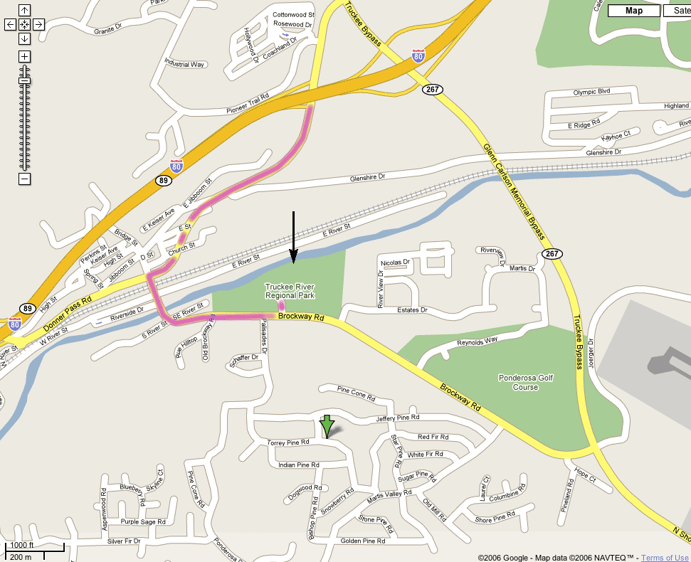 Map to Truckee River Regional Park